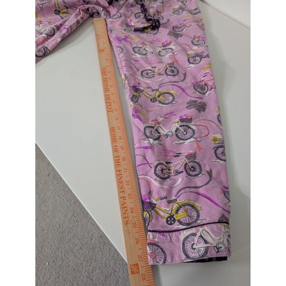Nick & Nora Bicycle Pajama Pants Womens Size Large Pink Purple Flannel Bike - Picture 10 of 11
